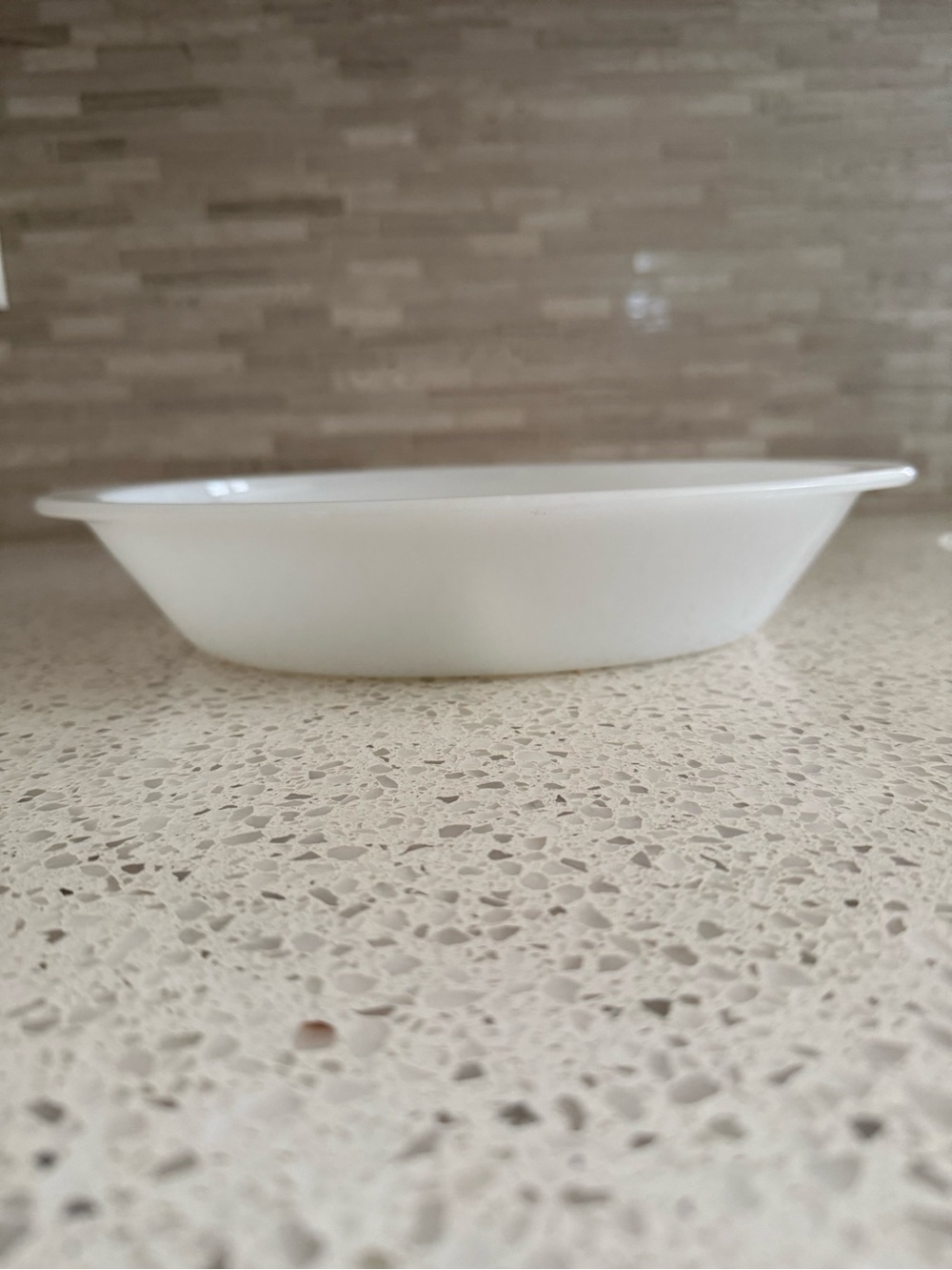 Vintage Glasbake Milk Glass White Microwave Oven Safe Divided Bowl J2352
